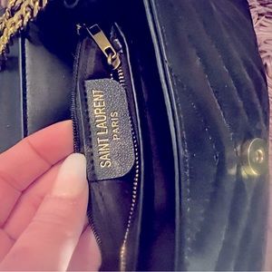 Black and gold YSL Loulou Small Matelasse Calfskin Flap-Top Shoulder Bag